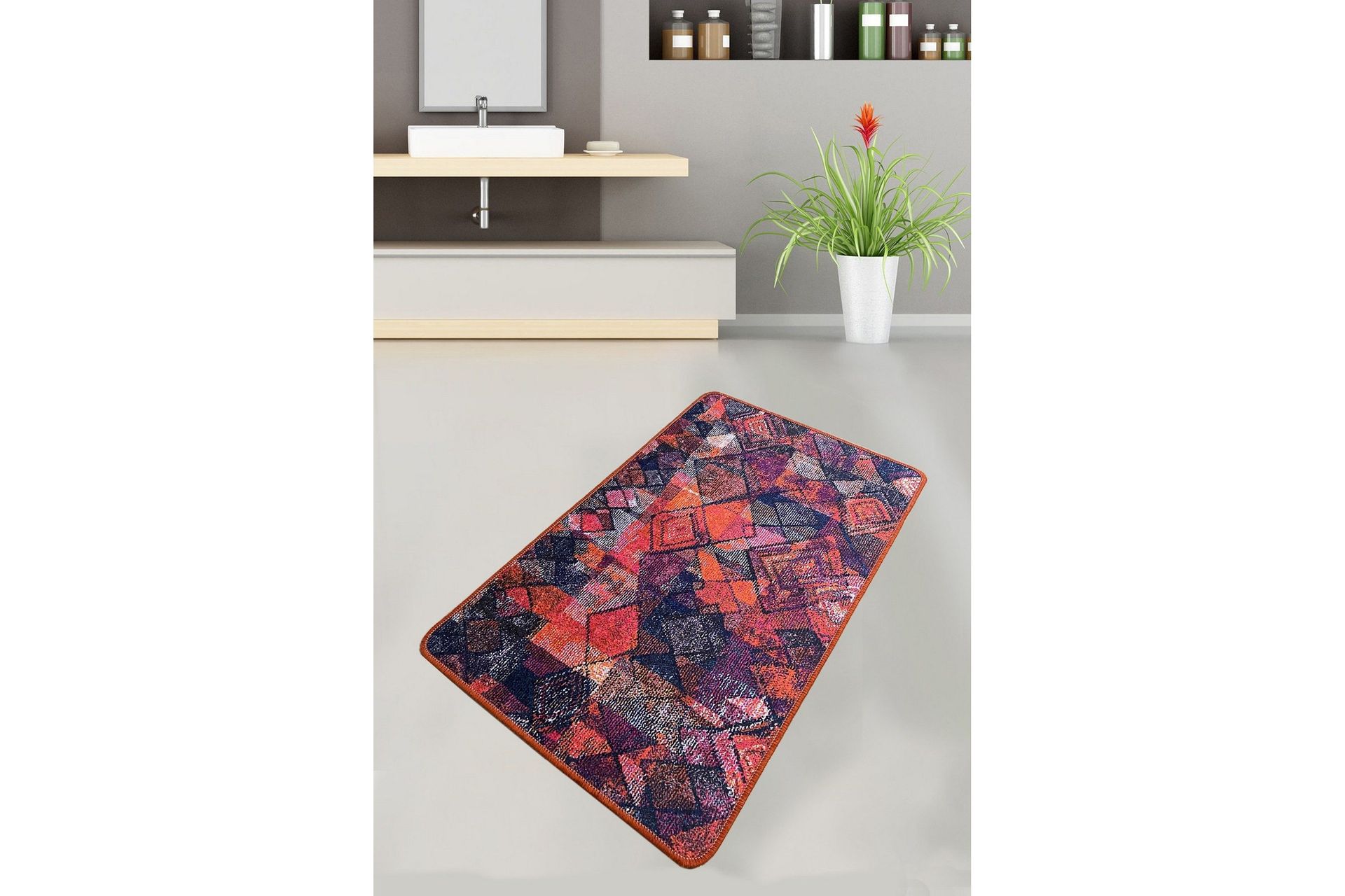 Nilam Badrumsmatta 70x120 cm Rektangul&auml;r - Flerf&auml;rgad