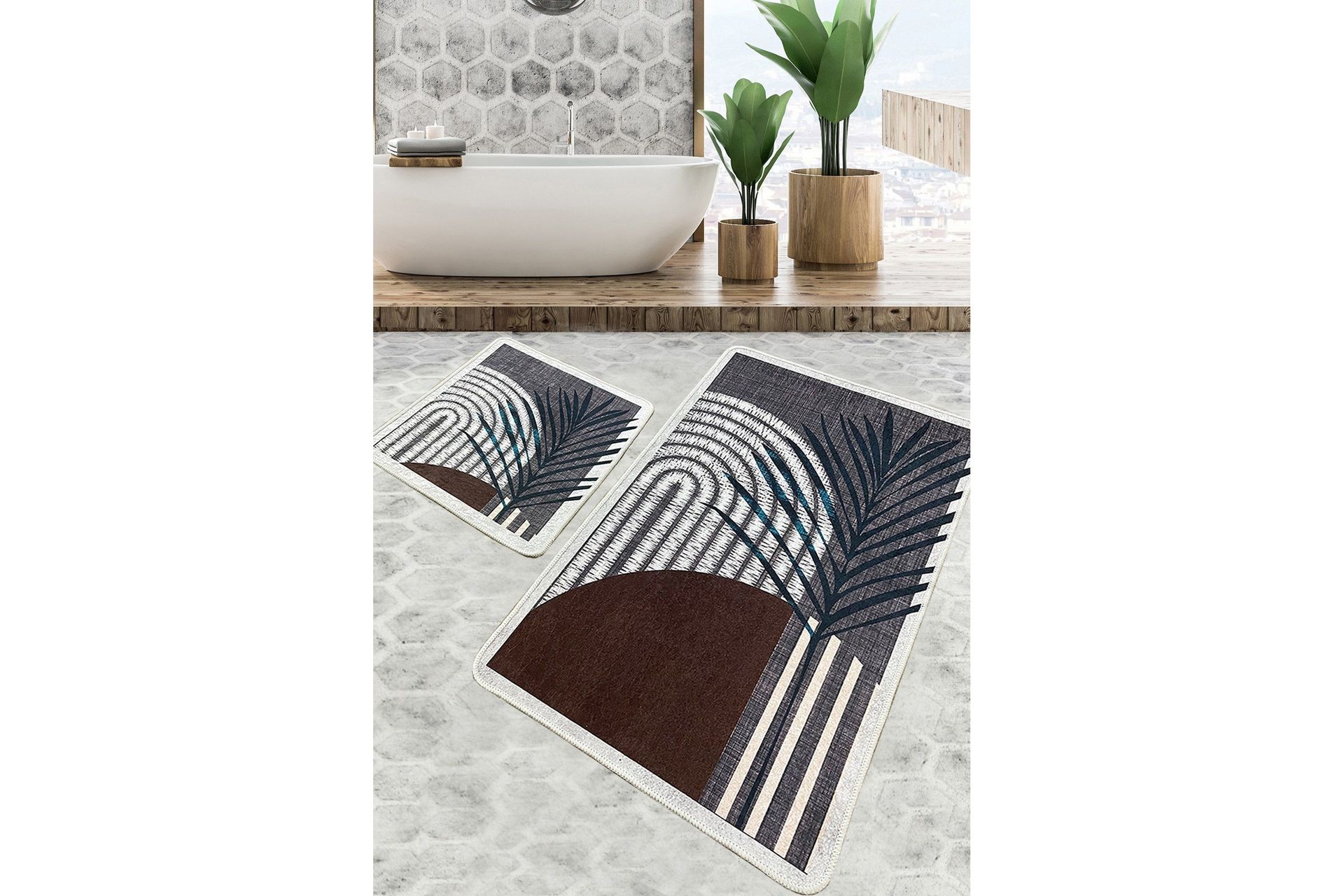 nimesh badrumsmatta 60x100 cm rektangulär - flerfärgad