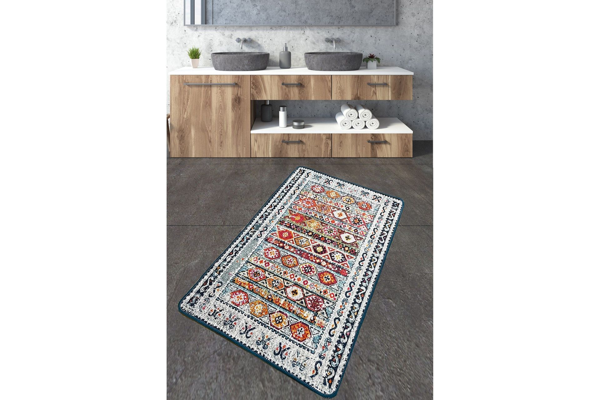 Nini Badrumsmatta 70x120 cm Rektangul&auml;r - Flerf&auml;rgad