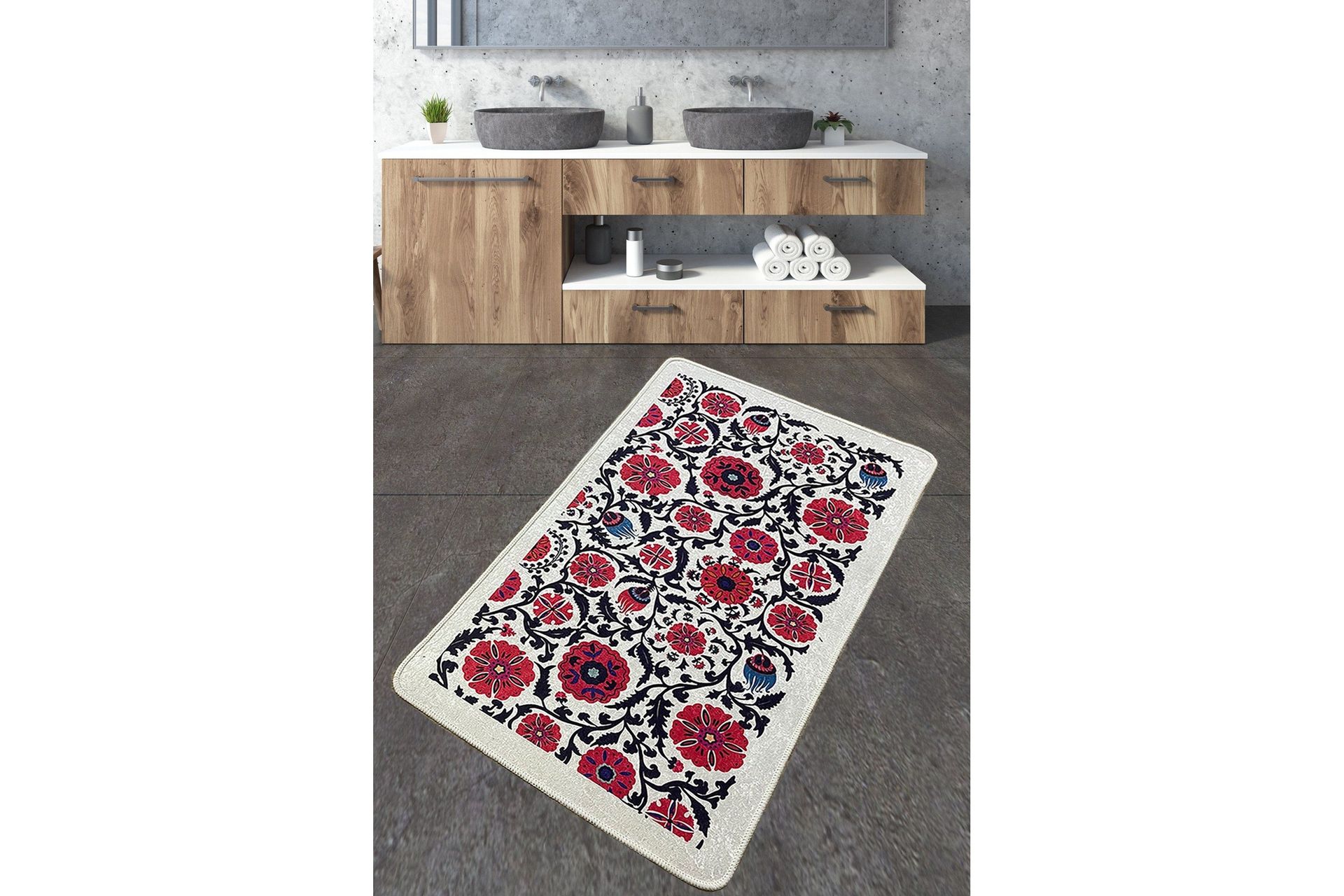 Ninu Badrumsmatta 70x120 cm Rektangul&auml;r - Flerf&auml;rgad