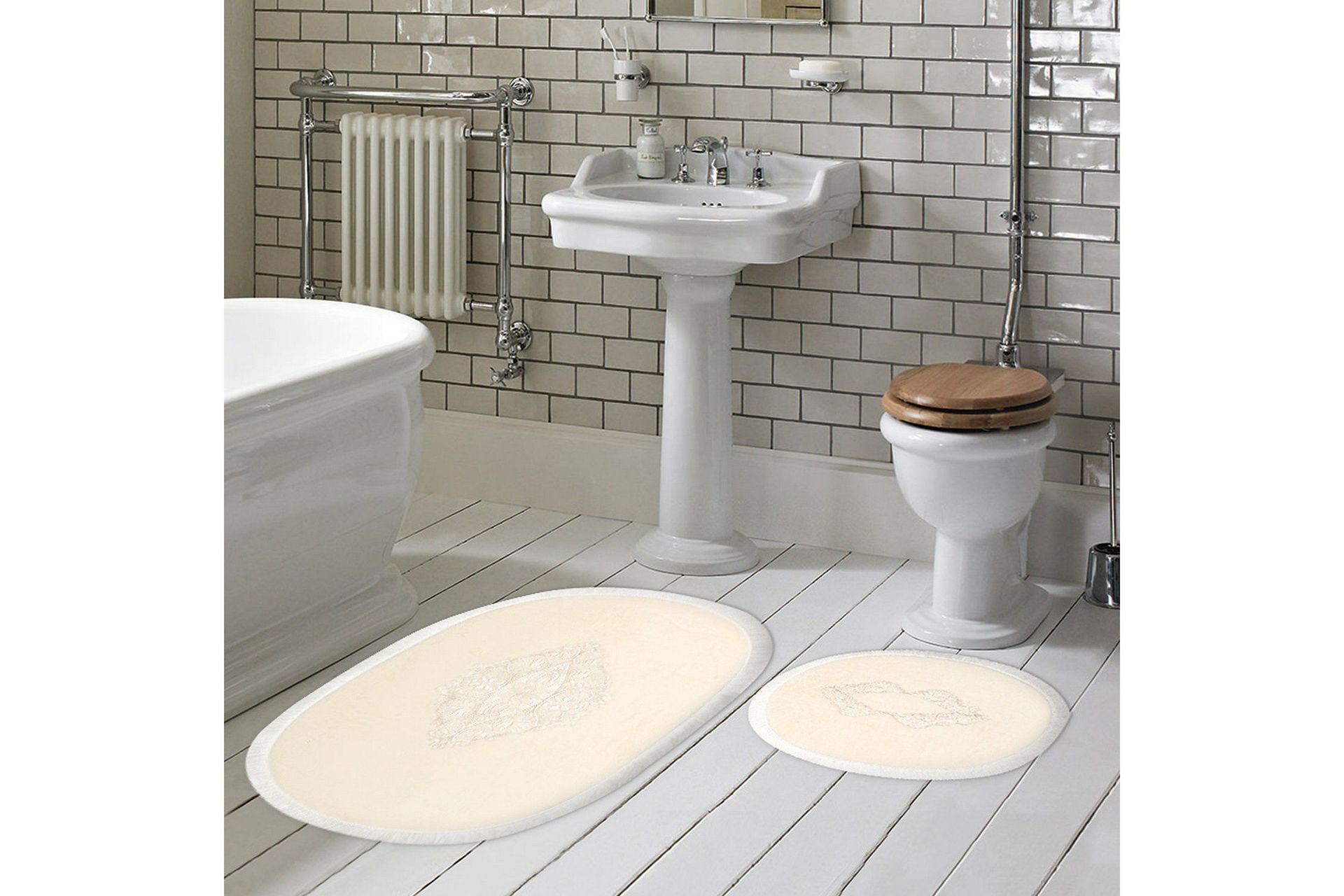 Palak Badrumsmatta 65x115 cm Rektangul&auml;r - Creme