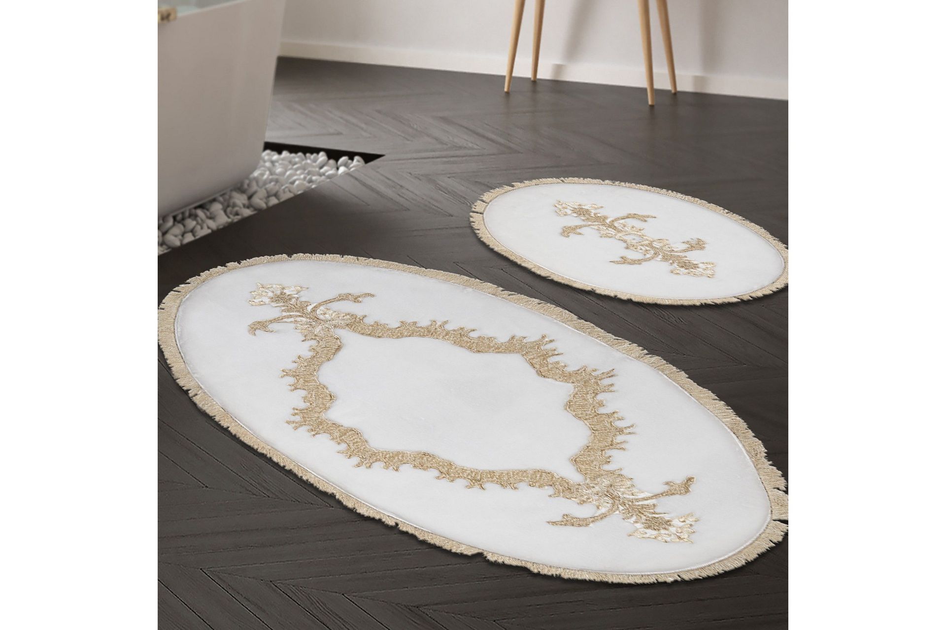 Paramik Badrumsmatta 65x115 cm Rektangul&auml;r - Creme