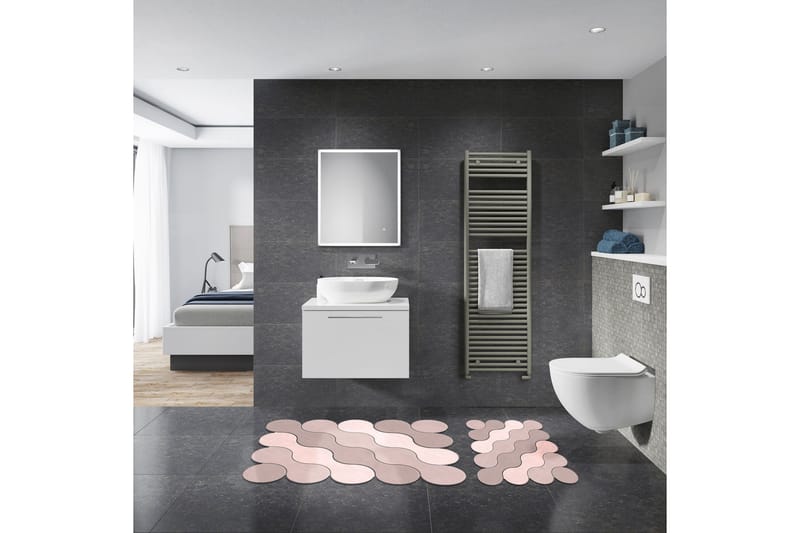 Paramjit Badrumsmatta 60x100 cm Rektangulär, Rosa