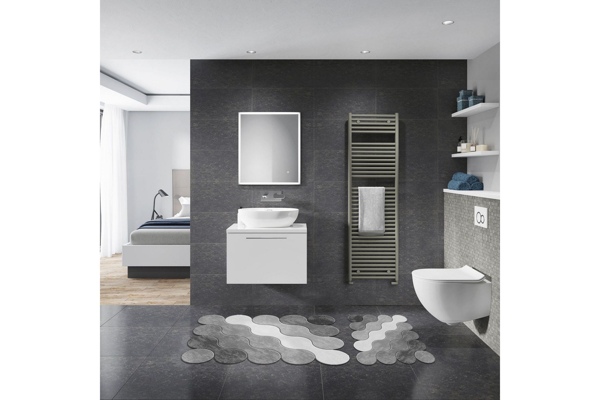 Paramveer Badrumsmatta 60x100 cm Rektangul&auml;r - Gr&aring;