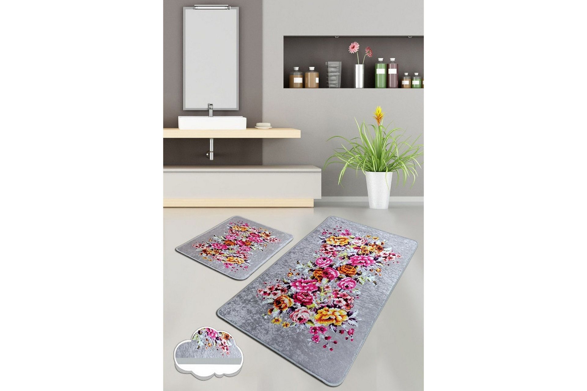 pariksha badrumsmatta 60x100 cm rund - flerfärgad