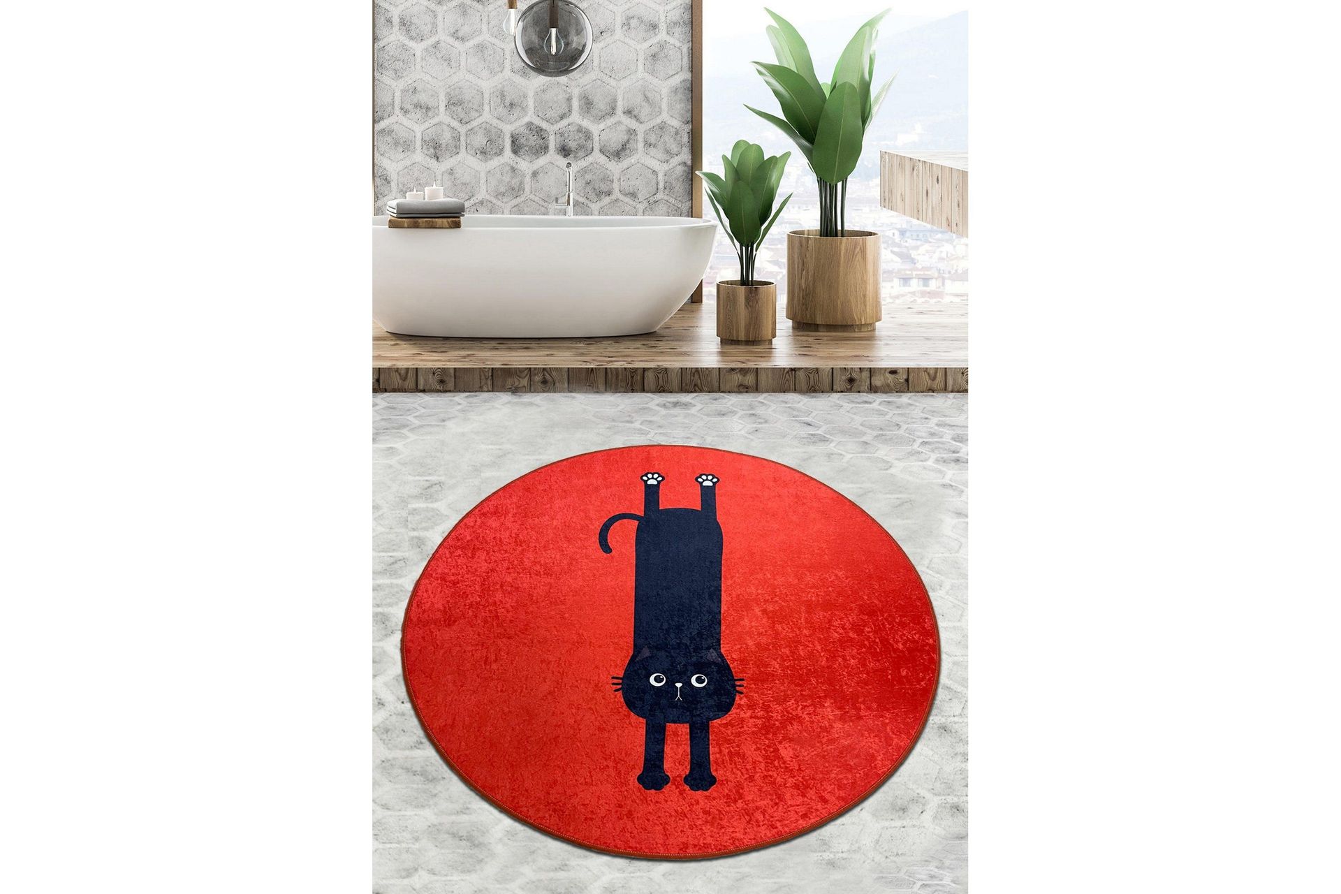 Parkesh Badrumsmatta 100 cm Rund - Flerf&auml;rgad