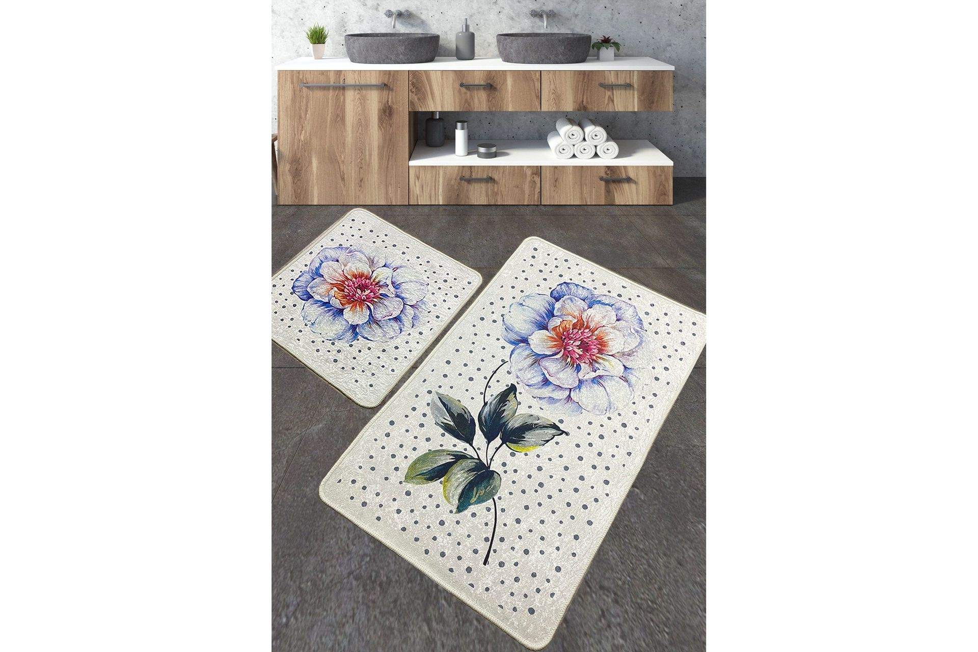 Stoneburn Badrumsmatta 60x100 cm Rektangul&auml;r - Flerf&auml;rgad