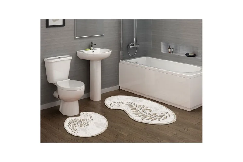 Badrumsmattset (2 delar) Elevate Grädde - Cremevit - Textil & mattor - Matta - Badrumsmatta