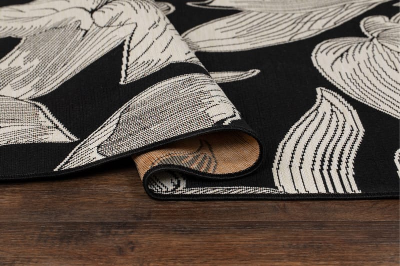 Domani Flower Flatvävd Matta 200x290 cm - Svart - Textil & mattor - Matta - Flatvävd matta