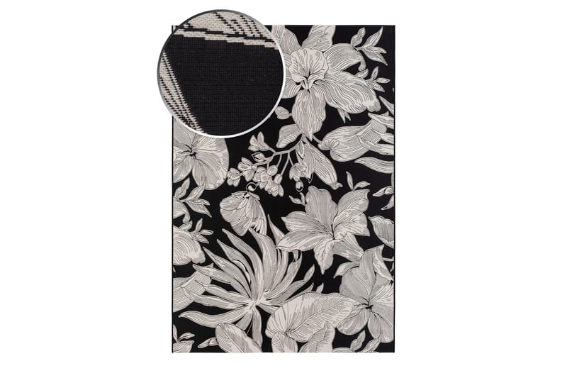 Domani Flower Flatvävd Matta 200x290 cm - Svart - Textil & mattor - Matta - Flatvävd matta