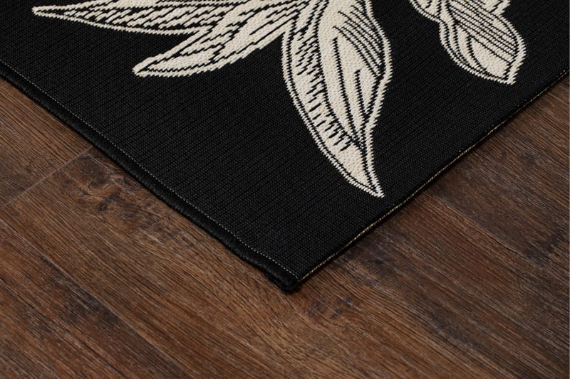 Domani Flower Flatvävd Matta 200x290 cm - Svart - Textil & mattor - Matta - Flatvävd matta