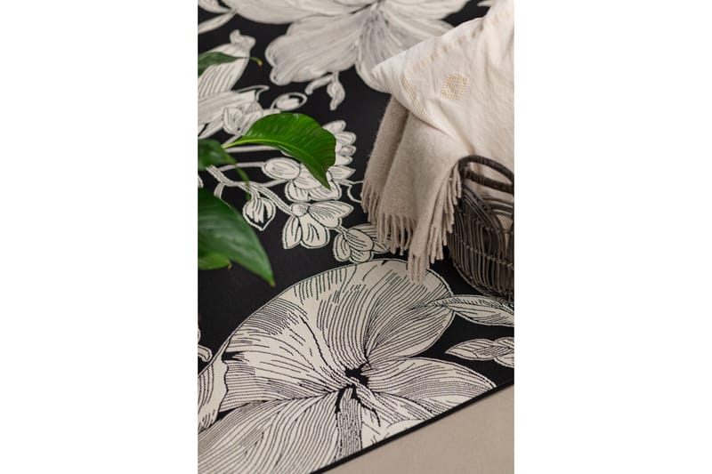 Domani Flower Flatvävd Matta 200x290 cm - Svart - Textil & mattor - Matta - Flatvävd matta