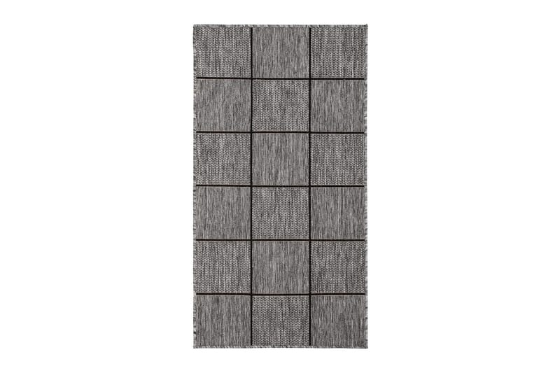 Madrid Square Flatvävd Matta 80x240, Grå/Svart