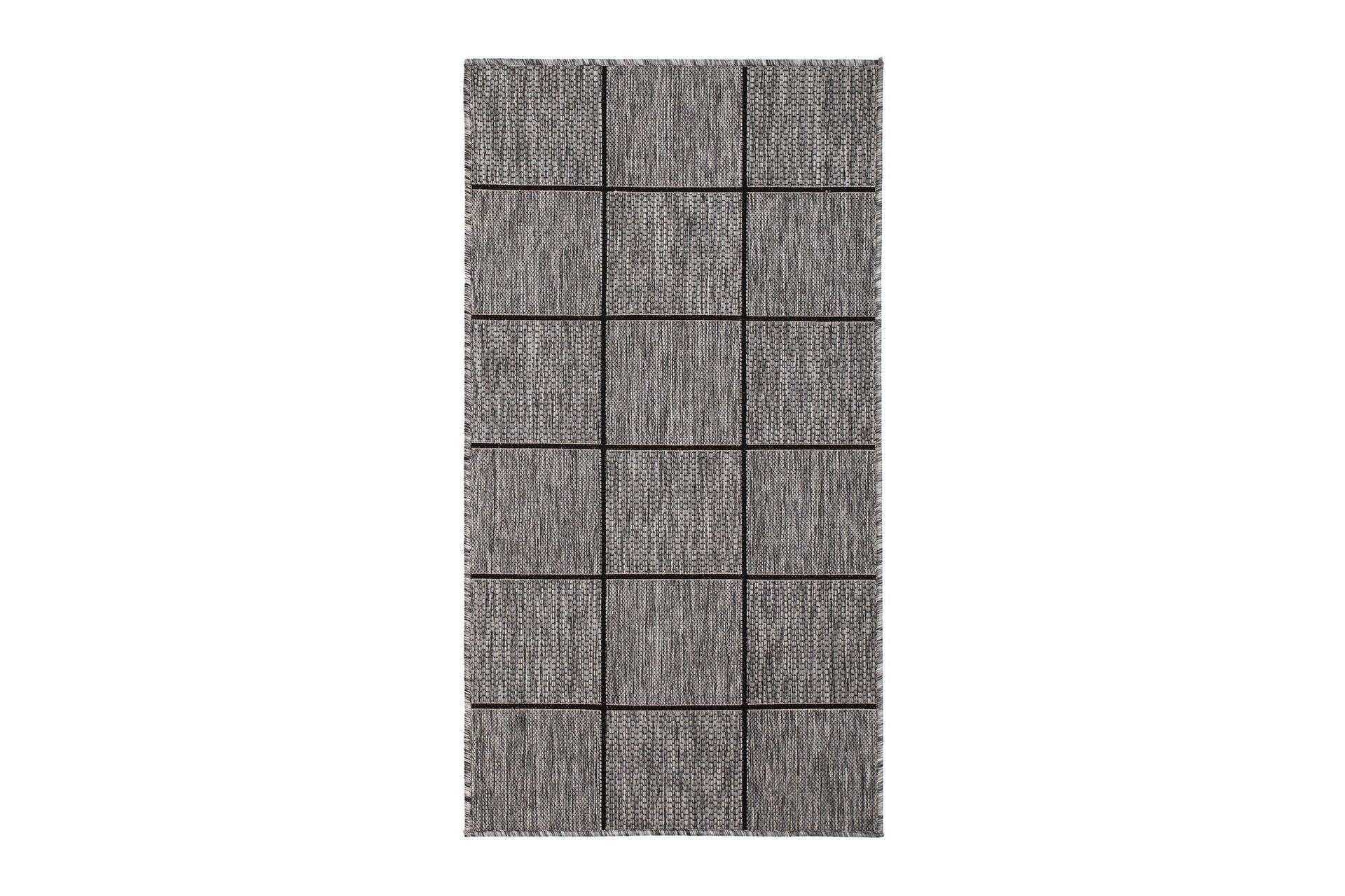 Madrid Square Flatvävd Matta 80x240 - Grå/Svart