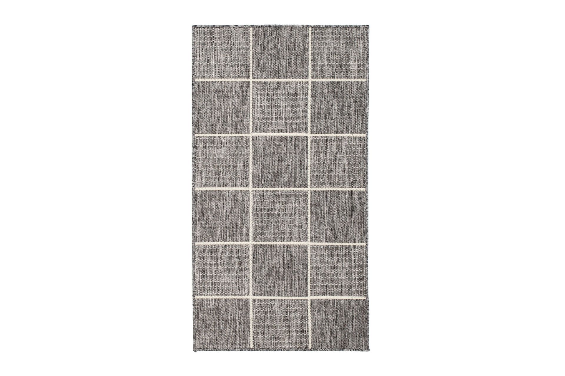 Madrid Square Flatvävd Matta 80x240 - Grå/Vit