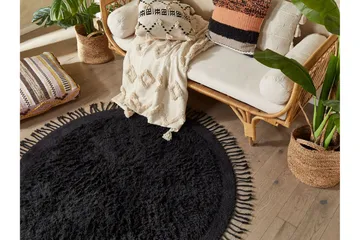 Bitlis Ryamatta 140 cm Rund - Svart - Textil & mattor - Matta - Modern matta - Ryamatta