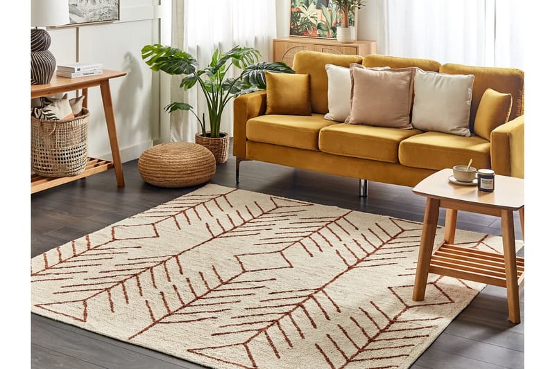 Bomullsmatta Akoren 200x200 cm Kvadratisk - Beige - Textil & mattor - Matta - Modern matta - Bomullsmatta