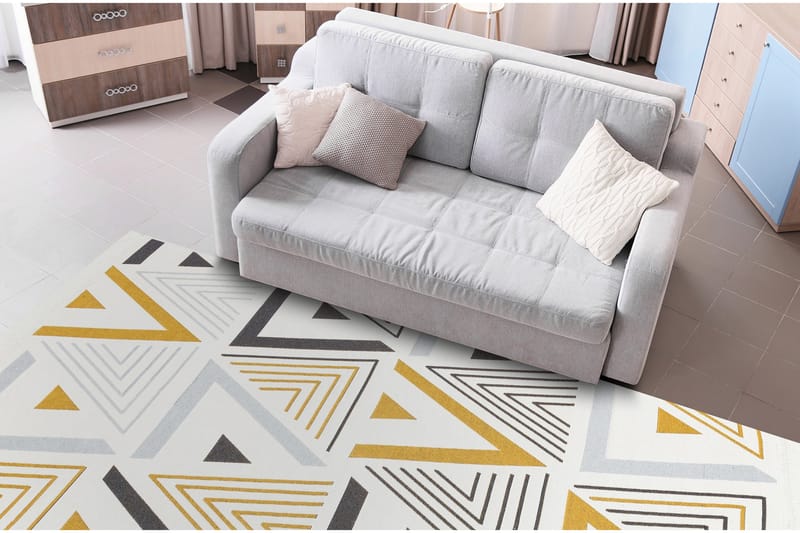 Bomullsmatta Are 160x230 Rektangulär - Gul/Grå - Textil & mattor - Matta - Modern matta - Bomullsmatta