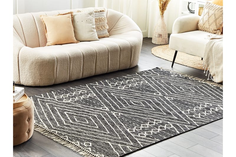 Bomullsmatta Khenifra 160x230 cm - Svart/Vit - Textil & mattor - Matta - Modern matta - Bomullsmatta