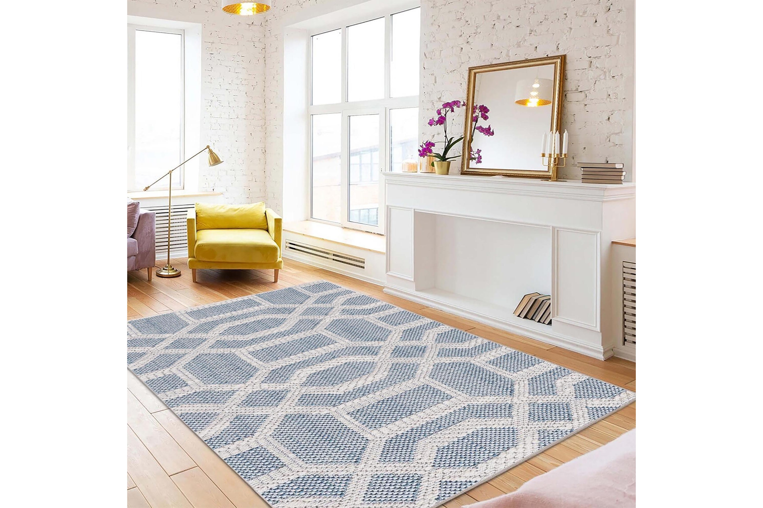 bomullsmatta sante 100x300 rektangulär - blå