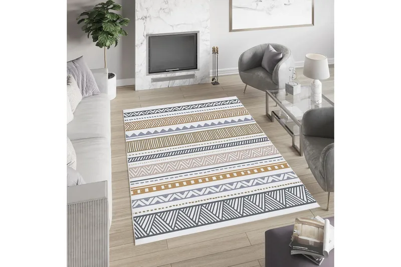 Idaburn Bomullsmatta 100x300 cm Rektangulär - Vit - Textil & mattor - Matta - Modern matta - Bomullsmatta