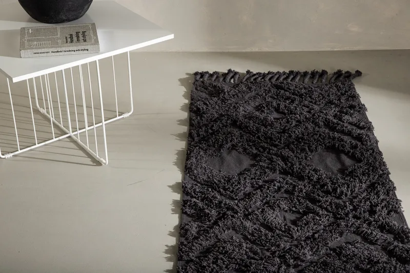 Hilma Bomullsmatta Rektangulär 70x200 cm - Mörkgrå - Textil & mattor - Matta - Modern matta - Bomullsmatta