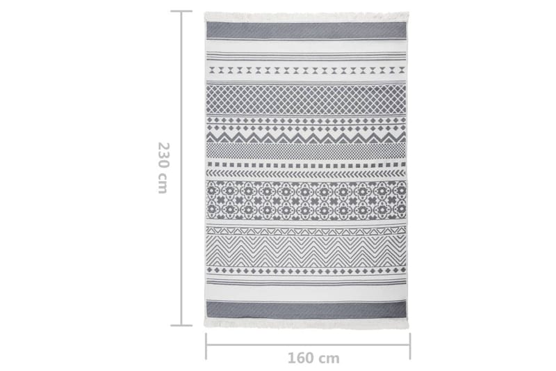 Matta grå och vit 160x230 cm bomull - Grå - Bomullsmatta