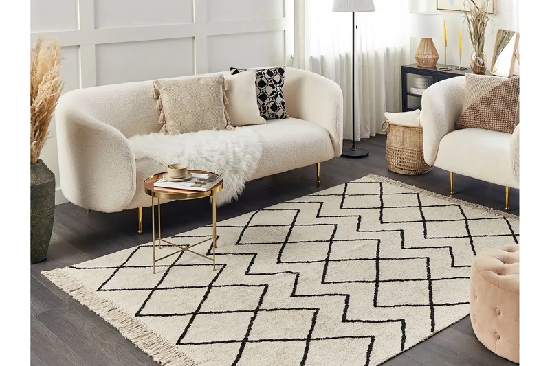 Eldes Ryamatta 160x230 cm - Beige - Textil & mattor - Matta - Modern matta - Bomullsmatta