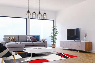 London Patch Friezematta 200x290 - Röd - Textil & mattor - Matta - Modern matta - Friezematta