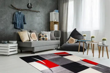 London Patch Friezematta 200x290 - Röd - Textil & mattor - Matta - Modern matta - Friezematta