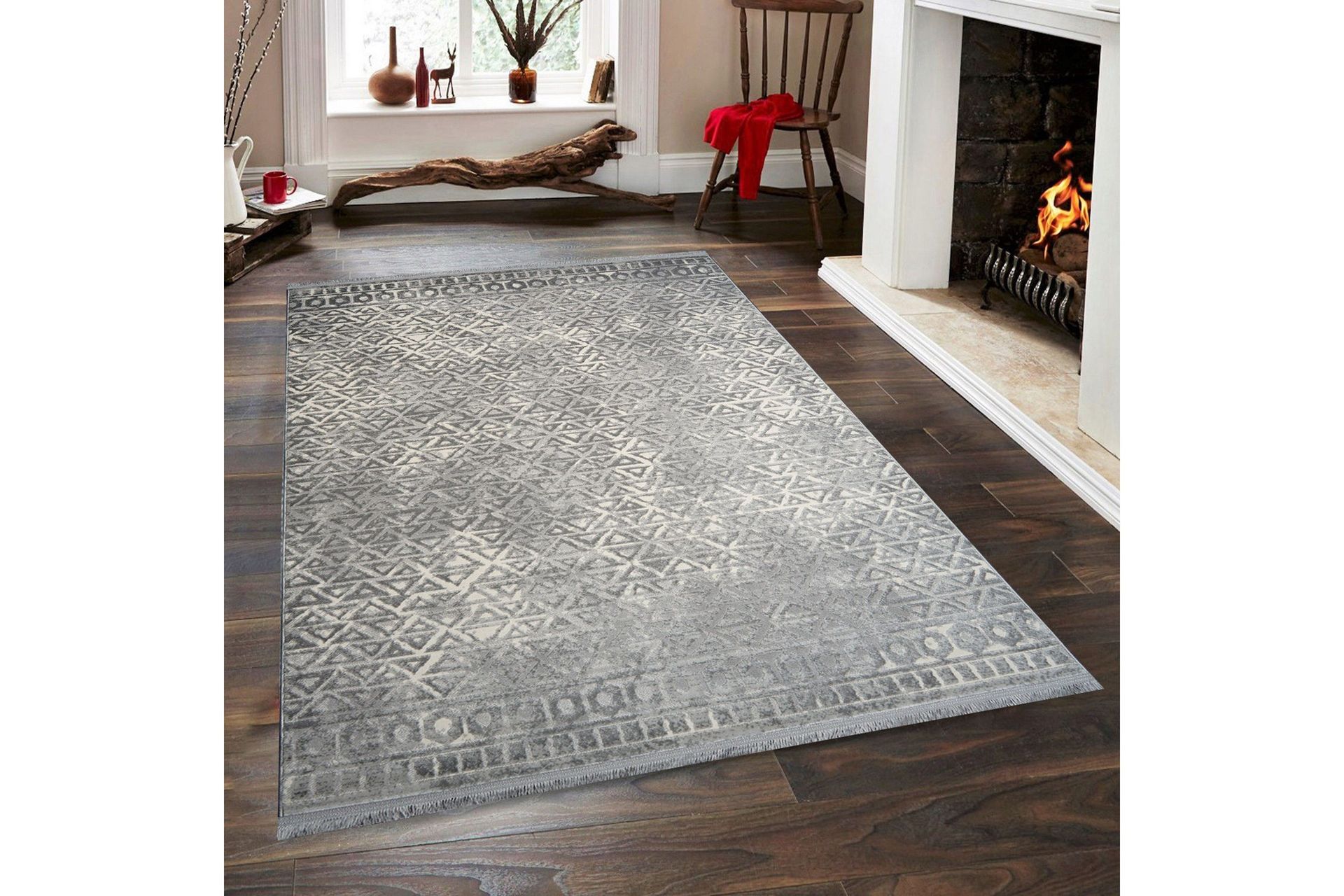 Naveena G&aring;ngmatta 80x150 cm Rektangul&auml;r - Gr&aring;/Creme