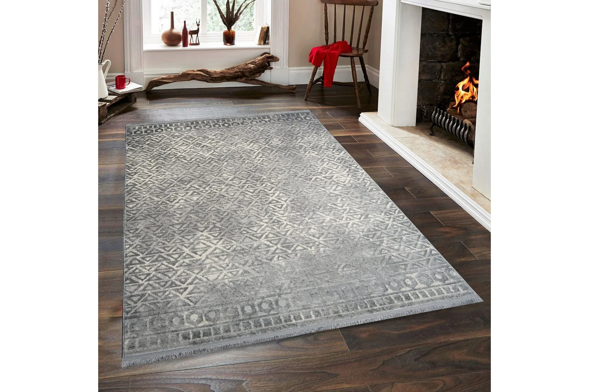 Naveena Wiltonmatta 120x170 cm Rektangul&auml;r - Gr&aring;/Creme