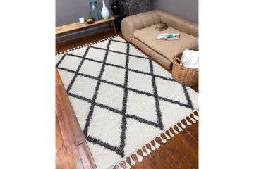 Nishiki Wiltonmatta 160x230 cm Rektangulär - Vit/Antracit - Textil & mattor - Matta - Modern matta - Friezematta