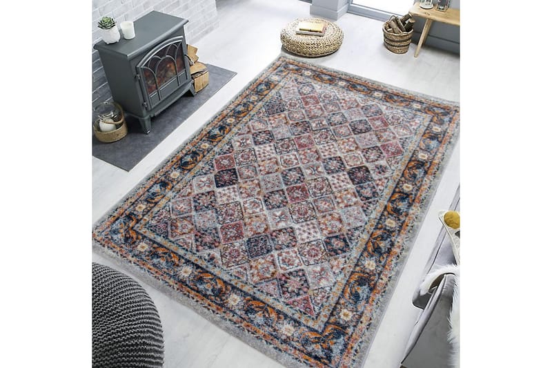 Wiltonmatta Naywaj 160x230 cm Rektangulär, Creme/Blå