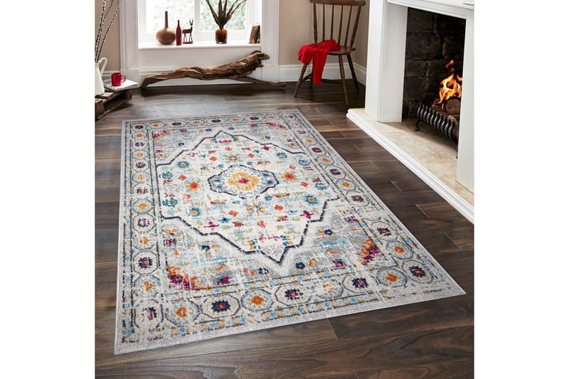 Gångmatta Vintage 100x200 Rektangulär - Vit/Grå - Textil & mattor - Matta - Modern matta - Gångmatta