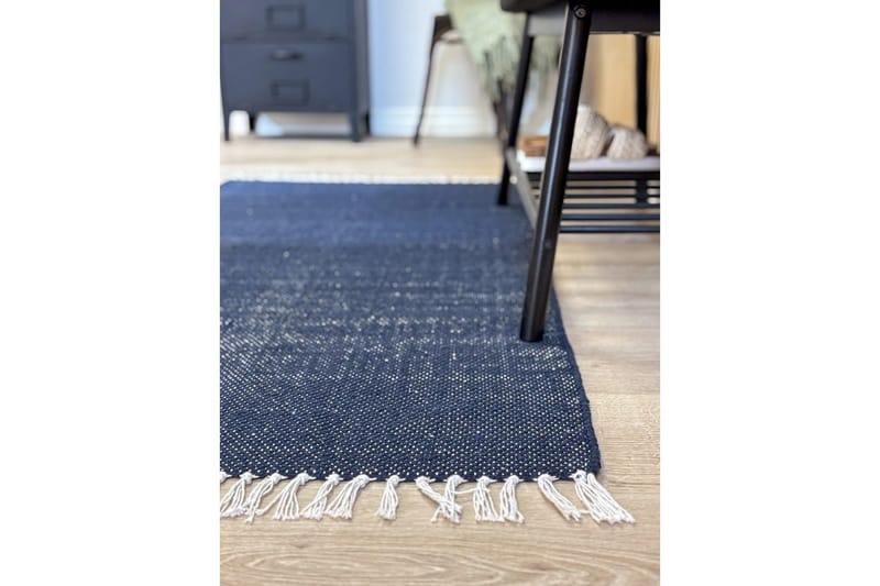 Garnmatta Line - 130x190 cm, Marinblå - Textil & mattor - Matta - Modern matta - Bomullsmatta