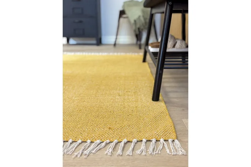 Garnmatta Line - 160x230 cm, Gul - Textil & mattor - Matta - Modern matta - Bomullsmatta