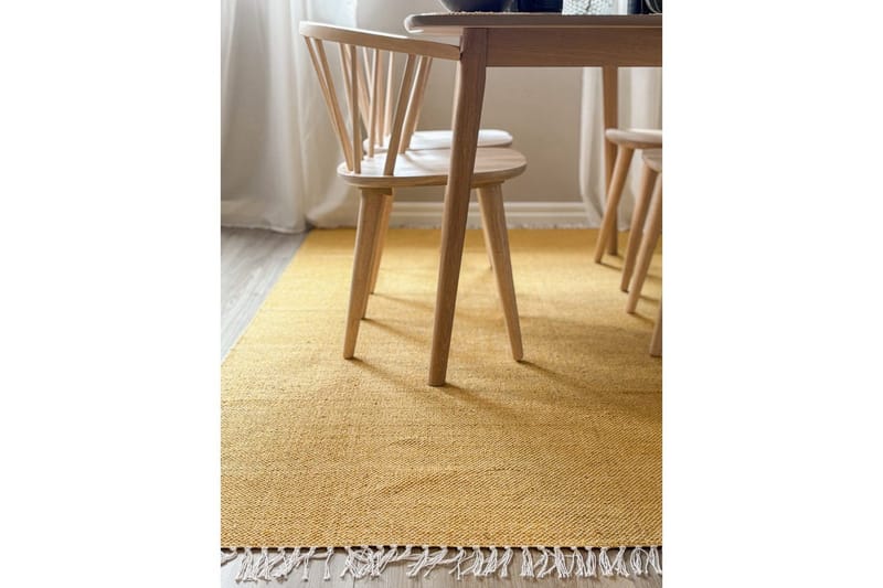 Garnmatta Line - 200x300 cm, Gul - Textil & mattor - Matta - Modern matta - Bomullsmatta