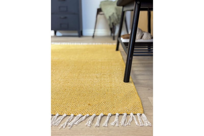 Garnmatta Line - 200x300 cm, Gul - Textil & mattor - Matta - Modern matta - Bomullsmatta