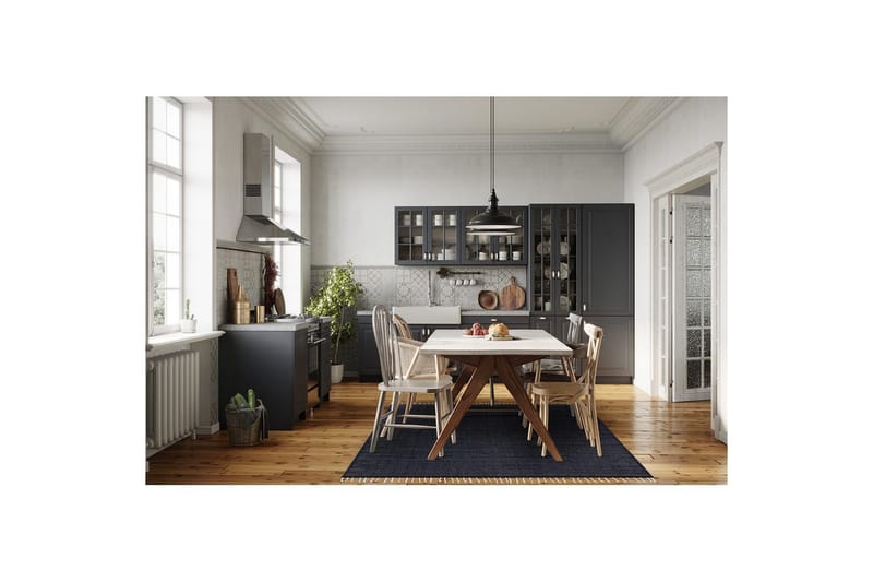Garnmatta Line - 200x300 cm, Marinblå - Textil & mattor - Matta - Modern matta - Bomullsmatta
