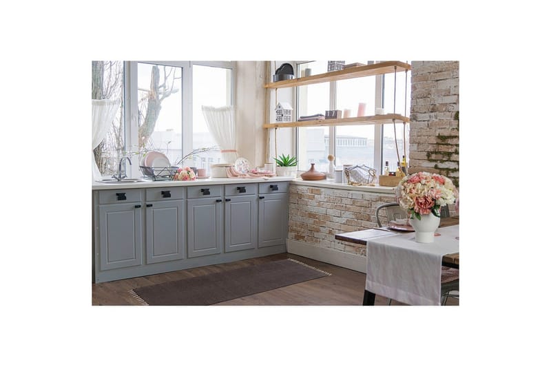 Garnmatta Line - 75x220 cm, Choklad - Textil & mattor - Matta - Modern matta - Bomullsmatta