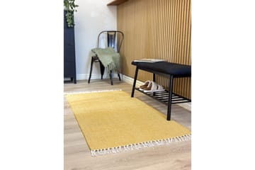 Garnmatta Line - 75x220 cm, Gul - Textil & mattor - Matta - Modern matta - Bomullsmatta
