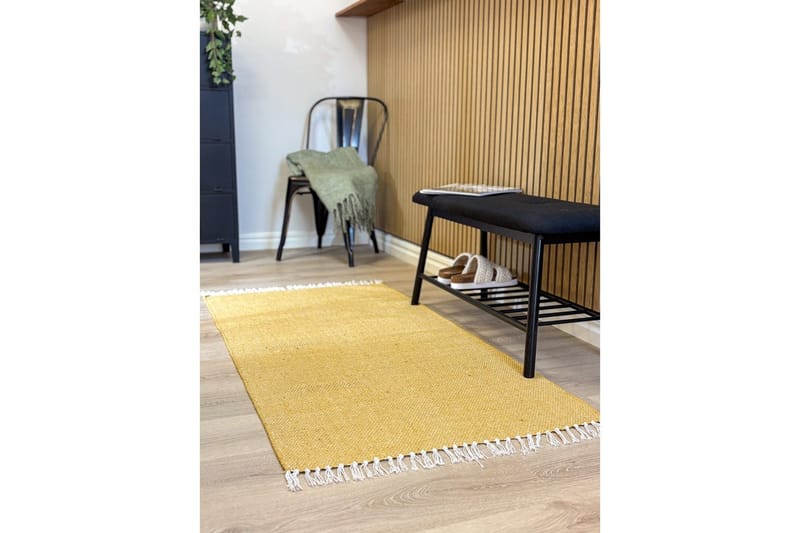Garnmatta Line - 75x220 cm, Gul - Textil & mattor - Matta - Modern matta - Bomullsmatta