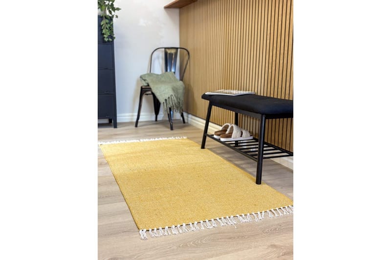 Garnmatta Line - 75x220 cm, Gul - Textil & mattor - Matta - Modern matta - Bomullsmatta
