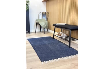 Garnmatta Line - 75x220 cm, Marinblå - Textil & mattor - Matta - Modern matta - Bomullsmatta