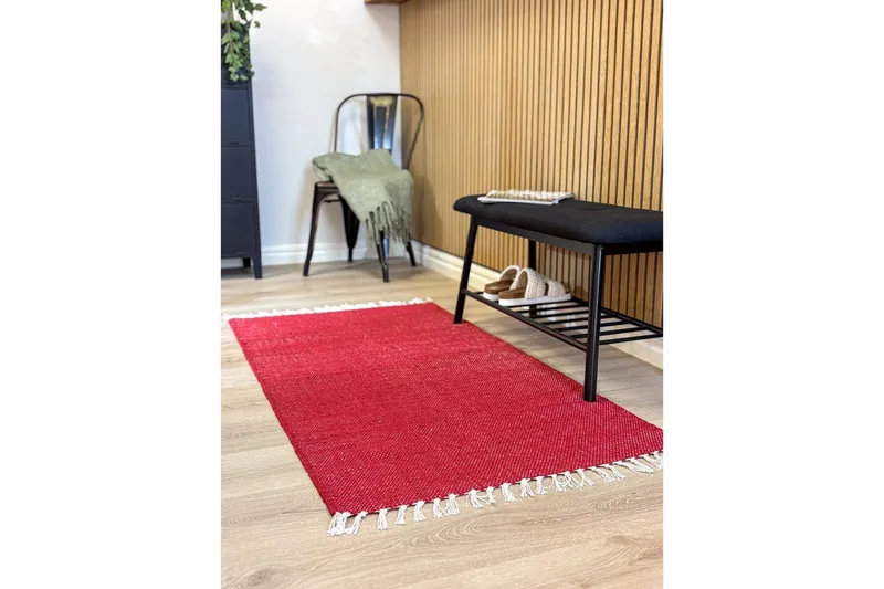 Garnmatta Line - 75x220 cm, Röd - Textil & mattor - Matta - Modern matta - Bomullsmatta