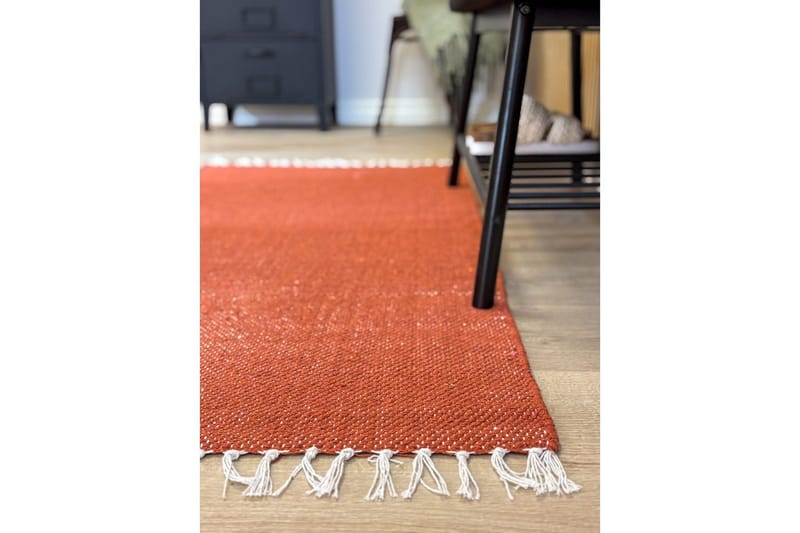 Garnmatta Line - 75x220 cm, Terracotta - Textil & mattor - Matta - Modern matta - Bomullsmatta