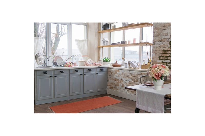 Garnmatta Line - 75x220 cm, Terracotta - Textil & mattor - Matta - Modern matta - Bomullsmatta