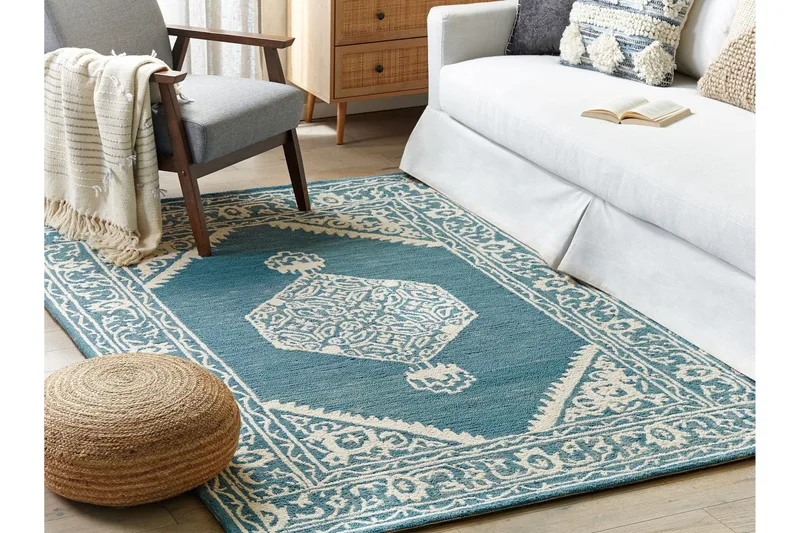 Gevas Ullmatta 200x200 cm Kvadratisk - Blå - Textil & mattor - Matta - Modern matta - Ullmatta