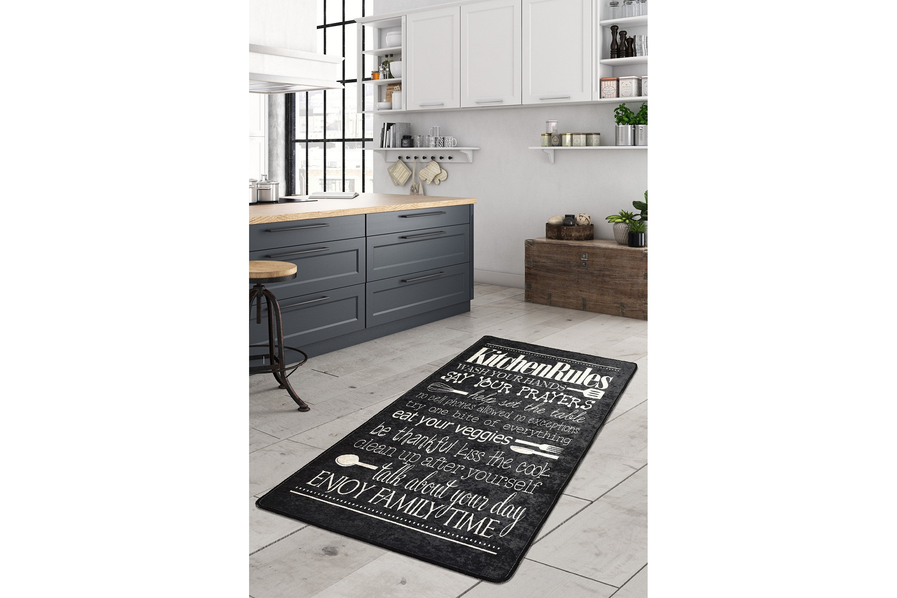 Entrematta Konyha 100x300 cm Svart/Sammet